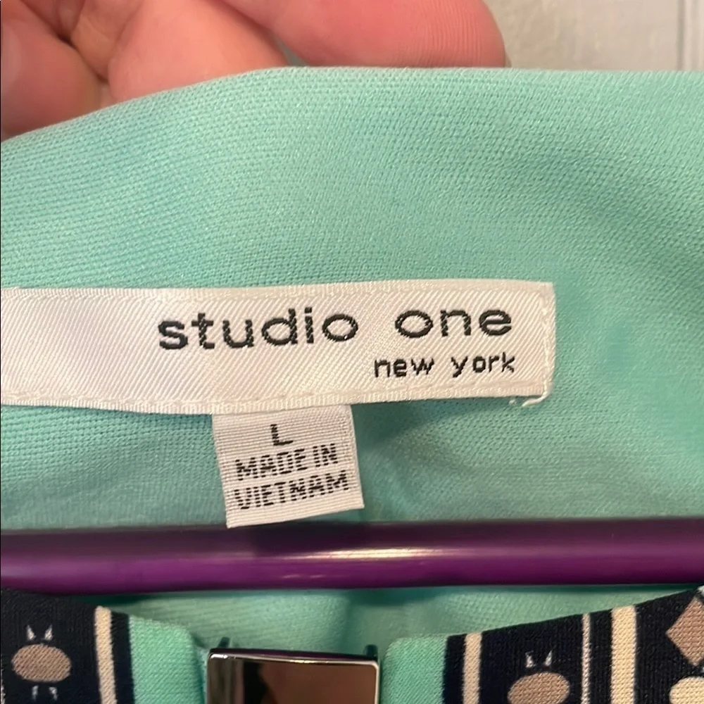 Studio One Green Blue Paisley Floral Sheath Dress | Large - Picture 2 of 11